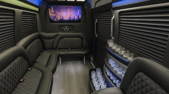 Interior of San Francisco Party Bus Company's 14 Passenger Sprinter Limousine in San Francisco