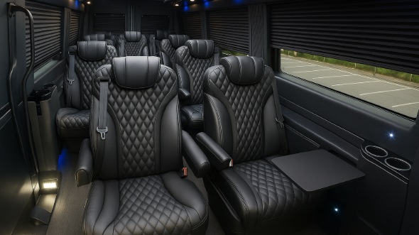 Interior of San Francisco Party Bus Company's 15 Passenger Minibus in San Francisco