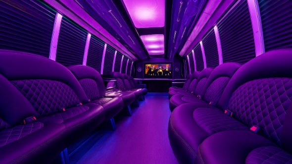 Interior of Walnut Creek Party Bus Company's 40 Passenger Party Bus in Walnut Creek