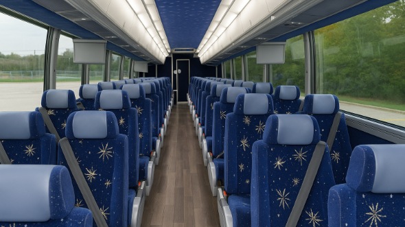 Interior of San Francisco Party Bus Company's 45 Passenger Charter Bus in San Francisco