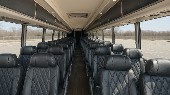 Interior of San Francisco Party Bus Company's 47 Passenger Charter Bus in San Francisco