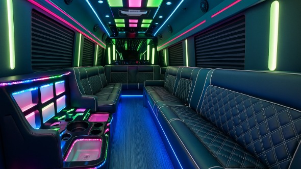 Interior of Richmond Party Bus Company's 50 Passenger Party Bus in Richmond