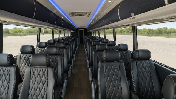 Interior of San Francisco Party Bus Company's 51 Passenger Charter Bus in San Francisco