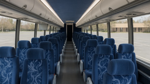 Interior of San Francisco Party Bus Company's 55 Passenger Charter Bus in San Francisco