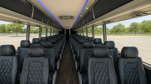 Interior of San Francisco Party Bus Company's 56 Passenger Charter Bus in San Francisco