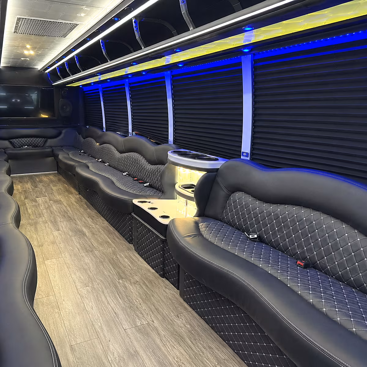 San Francisco Wedding Transportation party bus interior
